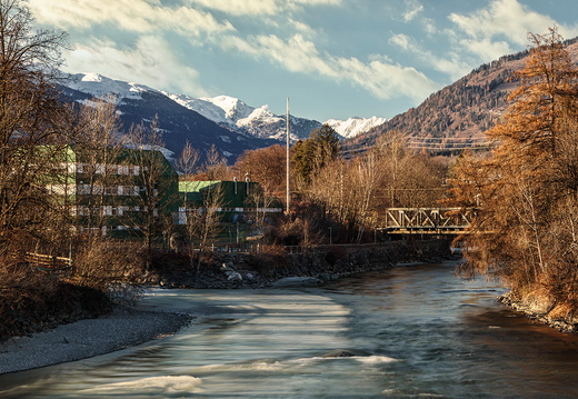 Herbsttag im Winter am Drau - Isel Zusammenfluss